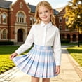 thumbnail image 2 of VeFlora Girl's Back to School Pleated Short Skirts, Cotton Blend High Waist Plaid Skirts for Girls, Uniform Skirts For School Formal Occasions(Blue/9-10 Years), 2 of 4