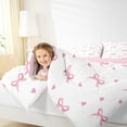thumbnail image 4 of jejeloiu Cartoon Bow Tie Bedding Comforter Set,Heart Print Twin Comforter Sets,Princess Pink Bow Bedding Set For Teens,Luxury Bedroom Decor Reversible,2pcs, 4 of 8