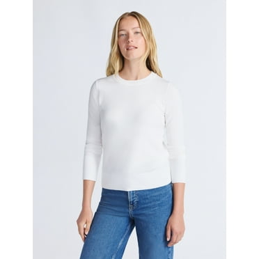 Free Assembly Women's and Women's Plus Cozy Yarn Crewneck Sweater with Long Sleeves. Lightweight, Sizes XS-4X