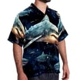 thumbnail image 2 of Starry Shark Men's Hawaiian Short Sleeve Printed Button Down Poplin Casual Summer Beach Shirt, Unisex, 2 of 6