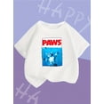 thumbnail image 1 of PAWS & Kitten Graphic Print Tee, Girls Comfy & Trendy T-shirt For Spring & Summer, Girls Clothes For Outdoors, 1 of 5