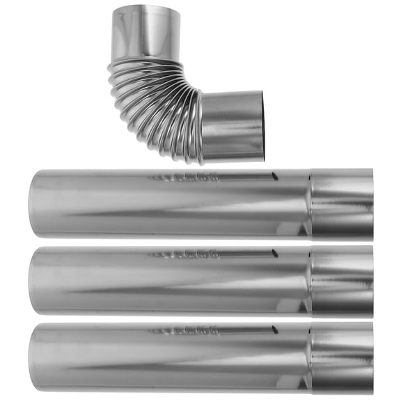 FOMIYES Stainless Steel Chimney Flue Straight with 90° Elbow Connector for Gas Heater Vent Replacement 3 pcs