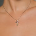 thumbnail image 3 of Gem Stone King 925 Sterling Silver and 10K Yellow Gold Lab Grown Diamond Infinity Cross Pendant Necklace with Chain Pink Moissanite (0.26 Cttw, with 18 inch Chain), 3 of 4