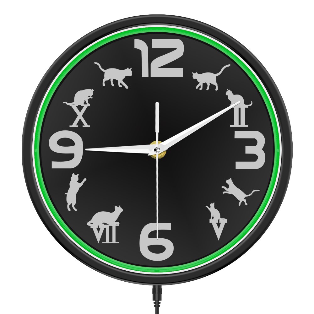 Vibrant Neon Light Wall Clock for Bar Man Cave Game Room LED Lighting Metal Frame Round Clock Industrial Retro Home Decor Watch