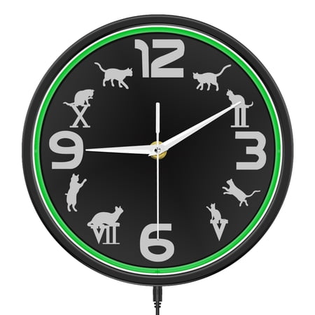 Vibrant Neon Light Wall Clock for Bar Man Cave Game Room LED Lighting Metal Frame Round Clock Industrial Retro Home Decor Watch