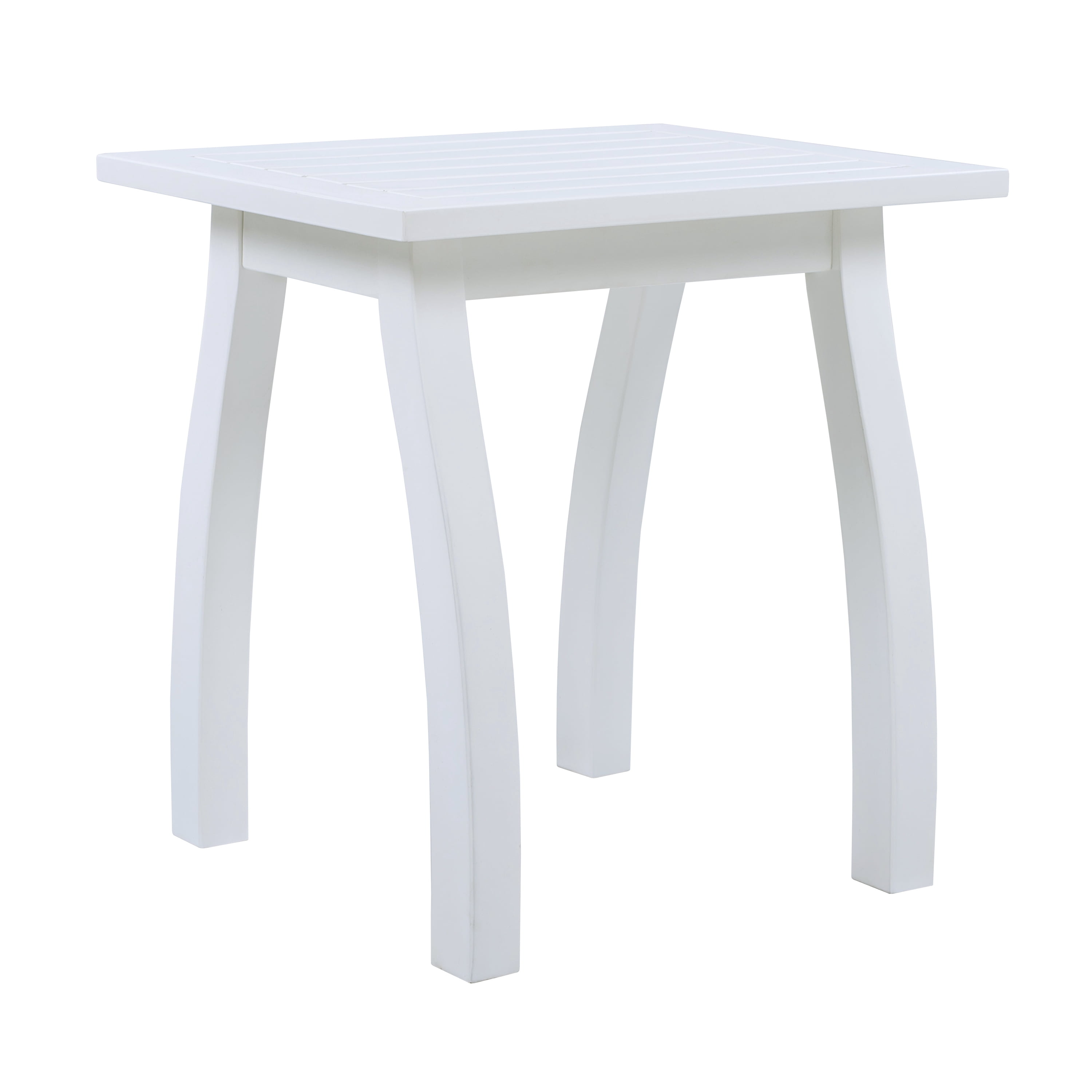 Side Table, Weather-Resistant Rectangular End Table for Patio, Garden, Lawn, and Living Room (White PU)