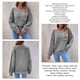 thumbnail image 5 of Suéter holgado de cuello redondo con bolsillo en el pecho para otoño/invierno, talla XL, manga murciélago, top de punto gris, 5 of 6