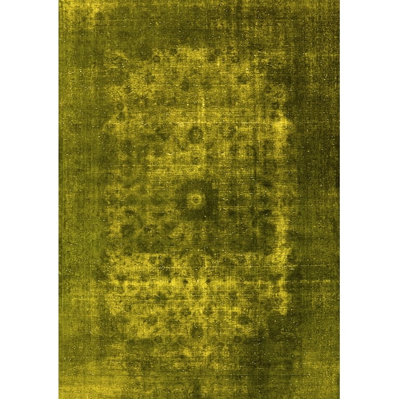 Ahgly Company Machine Washable Indoor Rectangle Oriental Yellow Industrial Area Rugs, 8' x 10'