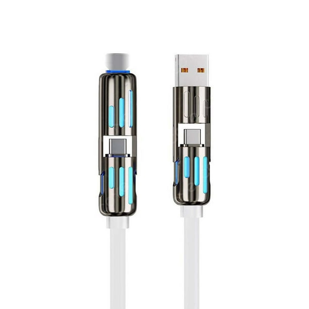 Cargador 4 en 1 Cargador 4 en 1 USB con carga rápida USB C con micro USB de transporte Max 240w 240 Cable cargador con luz de respiración