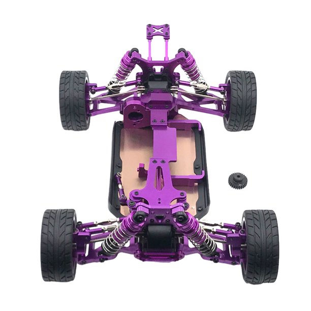 Bewildely RCGOFFLOW Marco de coche de precisión de aleación de aluminio marco de chasis fuerte para 1/14 Rc marco de coche Wltoys 144001 pieza Kits de construcción modelo Púrpura