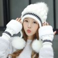 thumbnail image 4 of Dyfzdhu Women Plush Knitted Hat Warm Woolen Thick Ball Ear Protection Cap Berets White, 4 of 6