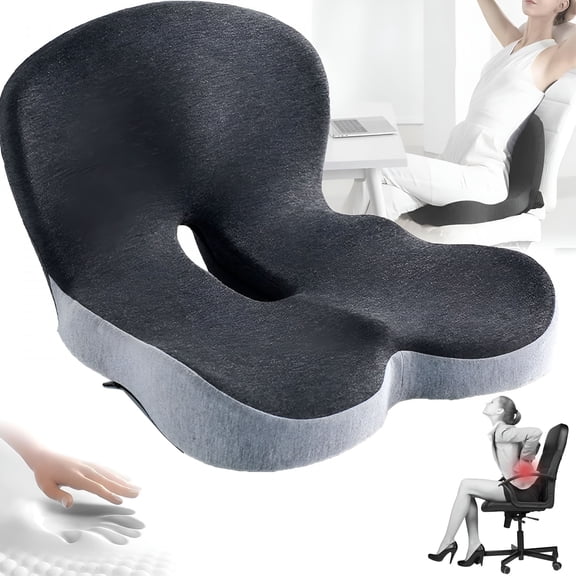 XIBUFE 2026 New Premium Comfort Seat Cushion for Tailbone & Sciatica Pain Relief,Non-Slip Memory Foam Coccyx Pad for Office,Car,Gaming Chair & Wheelchair Pressure Relief Cushion