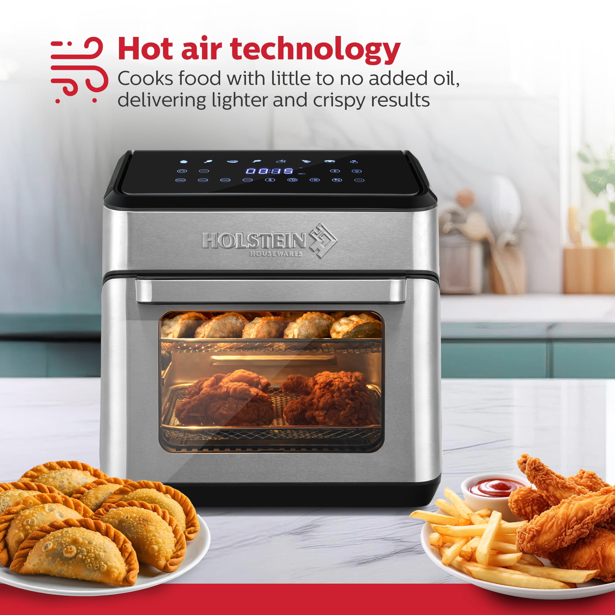 Holstein Housewares 12.7 QT. AIR FRYER OVEN – Family Size, 8 Presets, Adjustable Temperature, Accessories Included, Hot Air Technology for Healthier Cooking