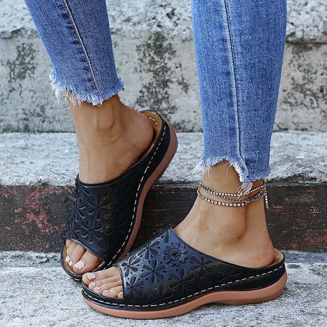 Sandalias bordadas de verano para mujer, calzado informal, zapatillas romanas informales Wmkox8yii ytu3855
