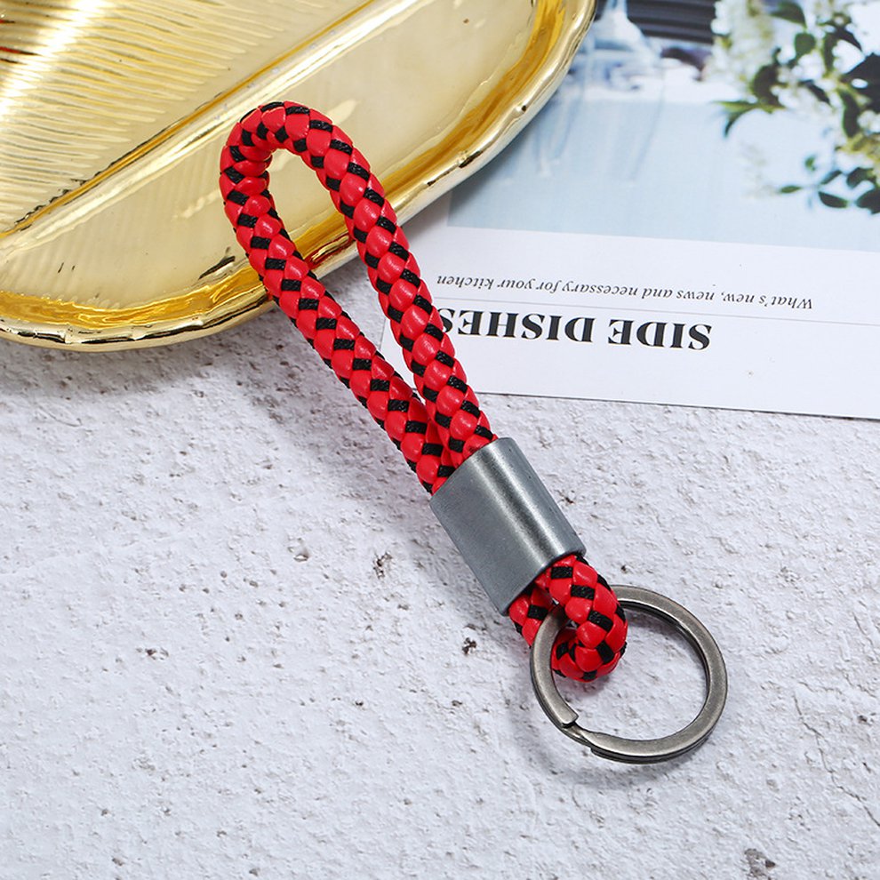 Simple Handmade knitted Leather Cord Key Buckle Key Chain FemaleAncient
