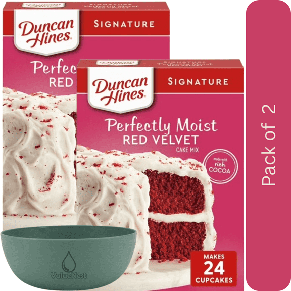 Duncan Hines Red Velvet Cake Mix, 15.25 oz, Pack of 2 with Bowl by Value Nest