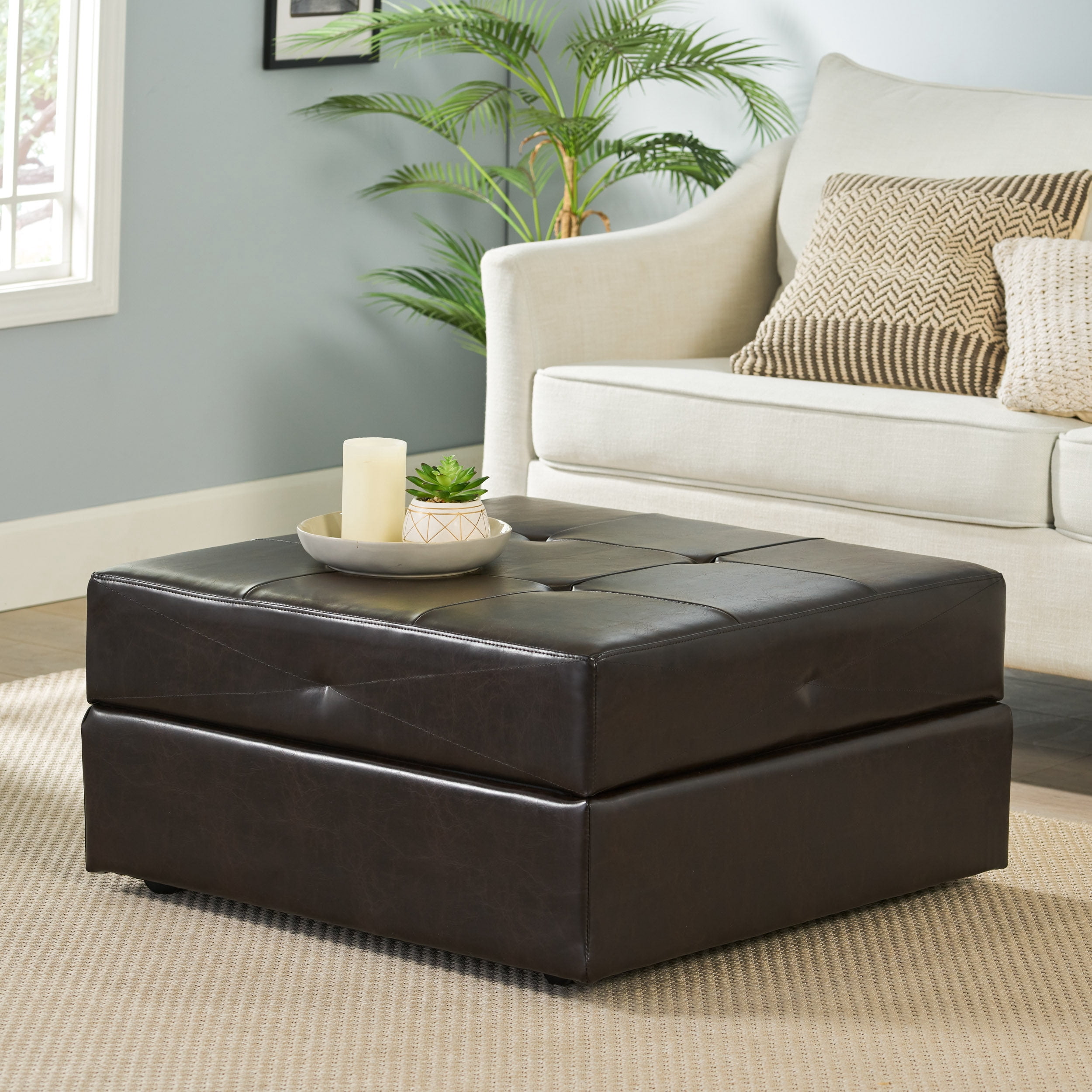 Brandon Brown Leather Storage Ottoman