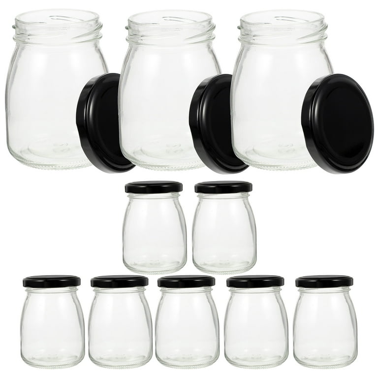 Encheng 7 oz Clear Glass Jars With Lids,Glass Yogurt Container With Lids(PE),Replacement  Glass