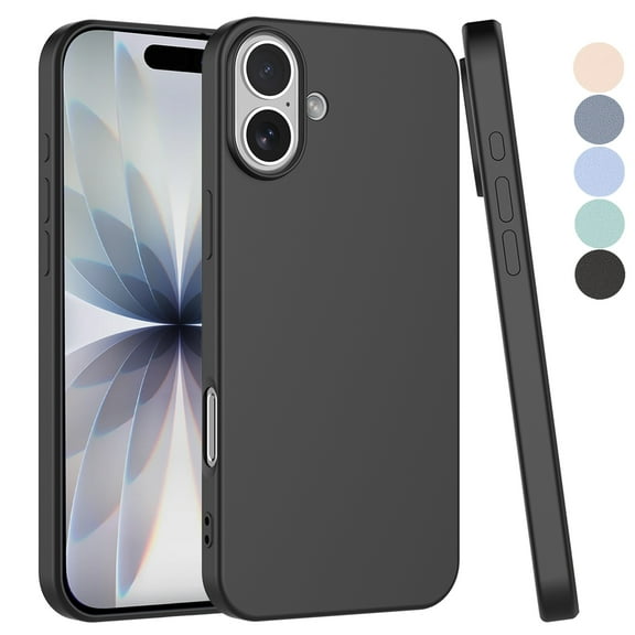 For Apple iphone 17 Case, Liquid Silicone Cell Phone Case for iphone 17, Ebizware Shockproof Full-Body Protective Rugged Rubber Ultra Slim Cover with Microfiber Lining - Black