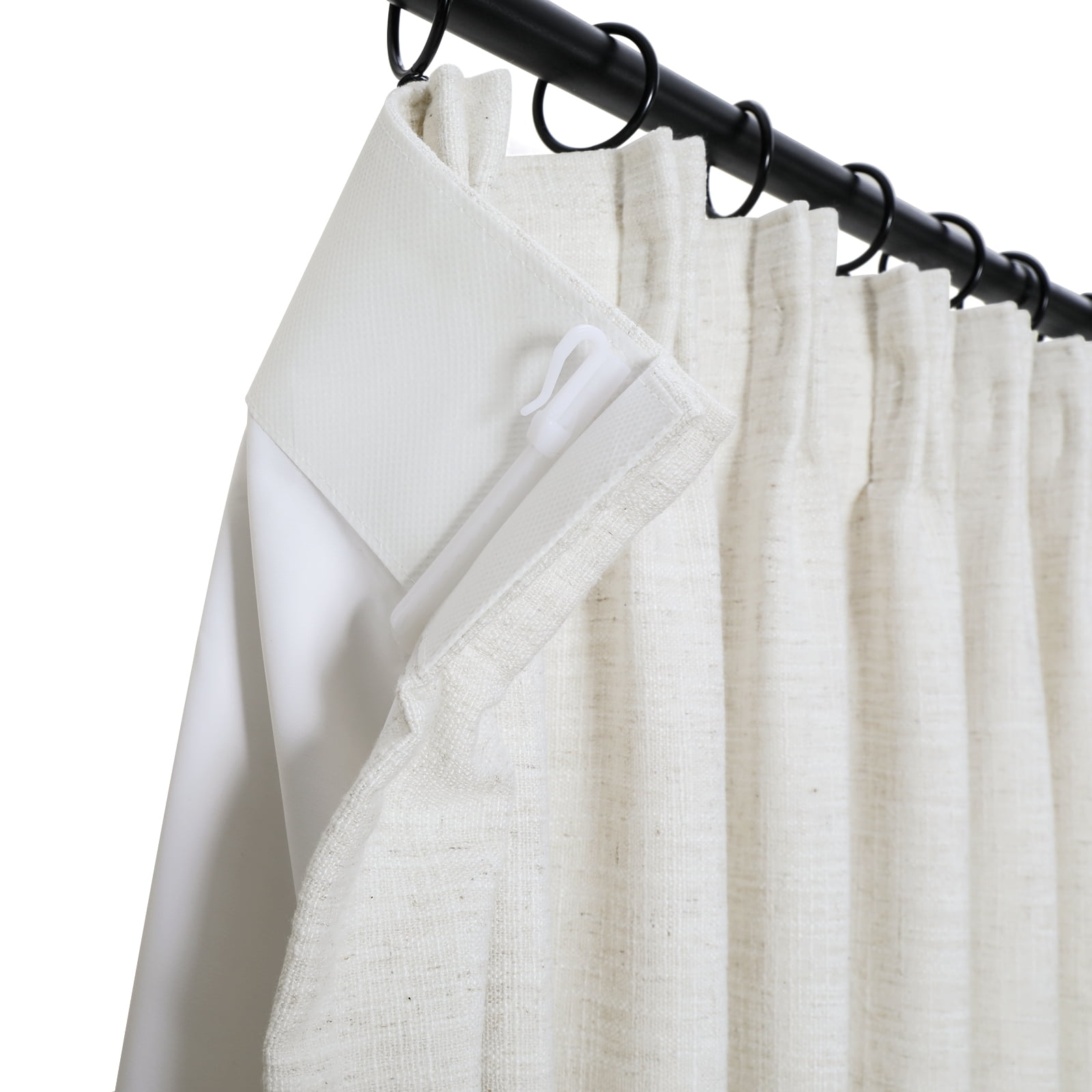 TWOPAGES Linen Blend 26 W X 63 L Inch Room Darkening Drape Pinch Pleat Privacy Protection Curtain for Bedroom, 1 Panel, Ivory White