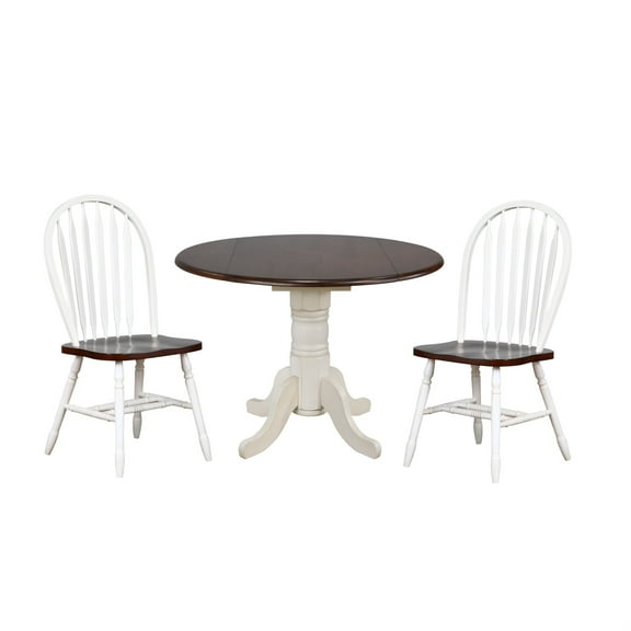 Sunset Trading Andrews 3PC 42" Extendable Drop Leaf Dining Set White/Brown Wood