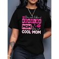 thumbnail image 1 of Women's Casual Crew Neck T-Shirt with "Cool Mom" Red Lips Print, 100% Polyester Knit Fabric, Medium Stretch, Fashionable Short Sleeve Top for Spring/Summer/Fall, Ladies T Shirts, 1 of 7