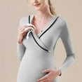 thumbnail image 4 of hengsof Women's Maternity Nursing Tops Long Sleeve Breastfeeding Top Tee Shirt Double Layer Pregnancy Shirt, 4 of 6