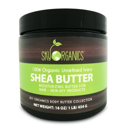 Organic Shea Butter By Sky Organics: Unrefined, Pure, & Raw Ivory 16oz (2