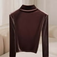 thumbnail image 7 of ABATAB Womens Turtleneck Velvet Top Long Sleeve Workout Casual Shirts Basic Velour Blouse Comfy Soft Clothes, 7 of 7