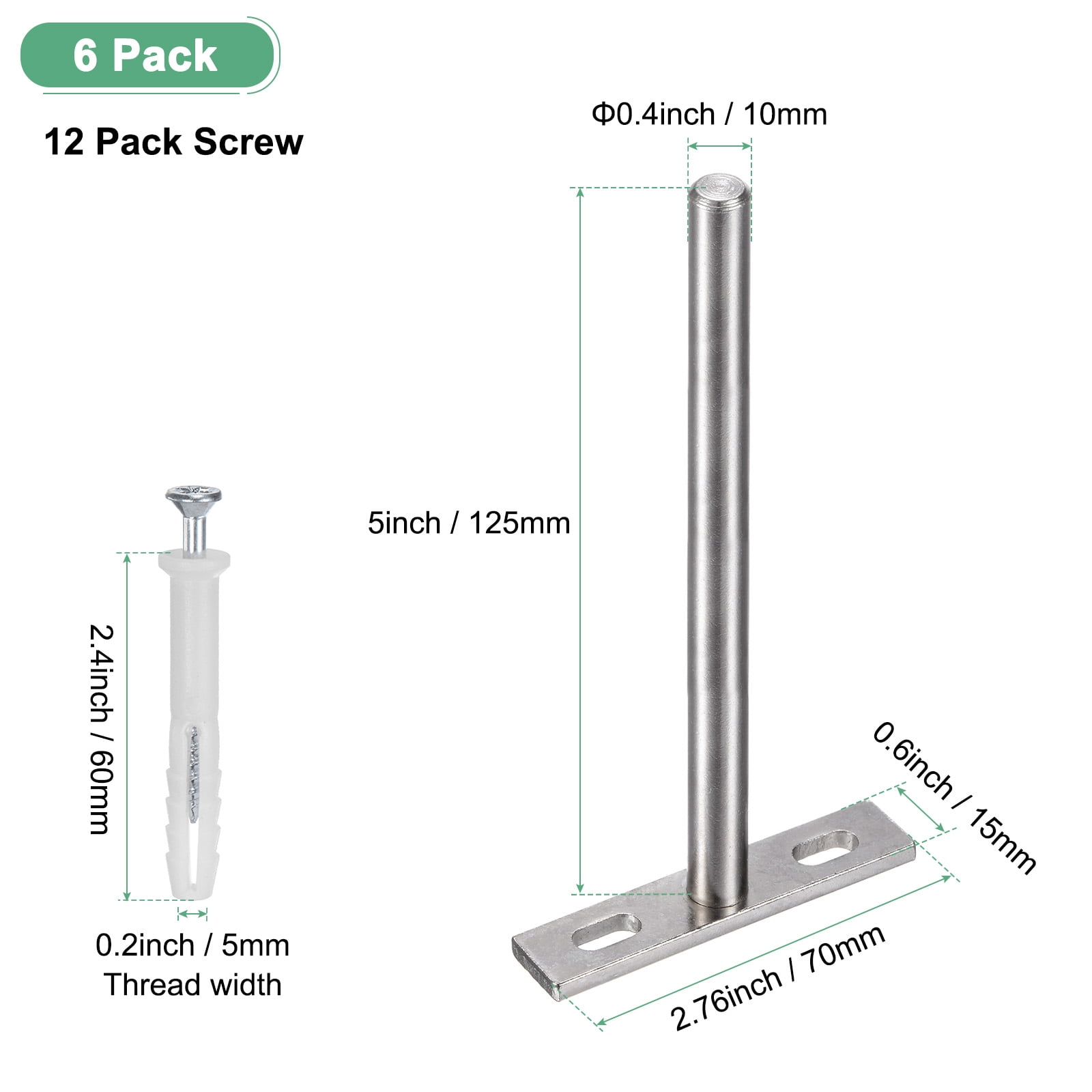 Uxcell 6-Pack Floating Shelf Brackets, 5 Inch Blind Shelf Supports for Shelf Support with Screw Included [Nickel]