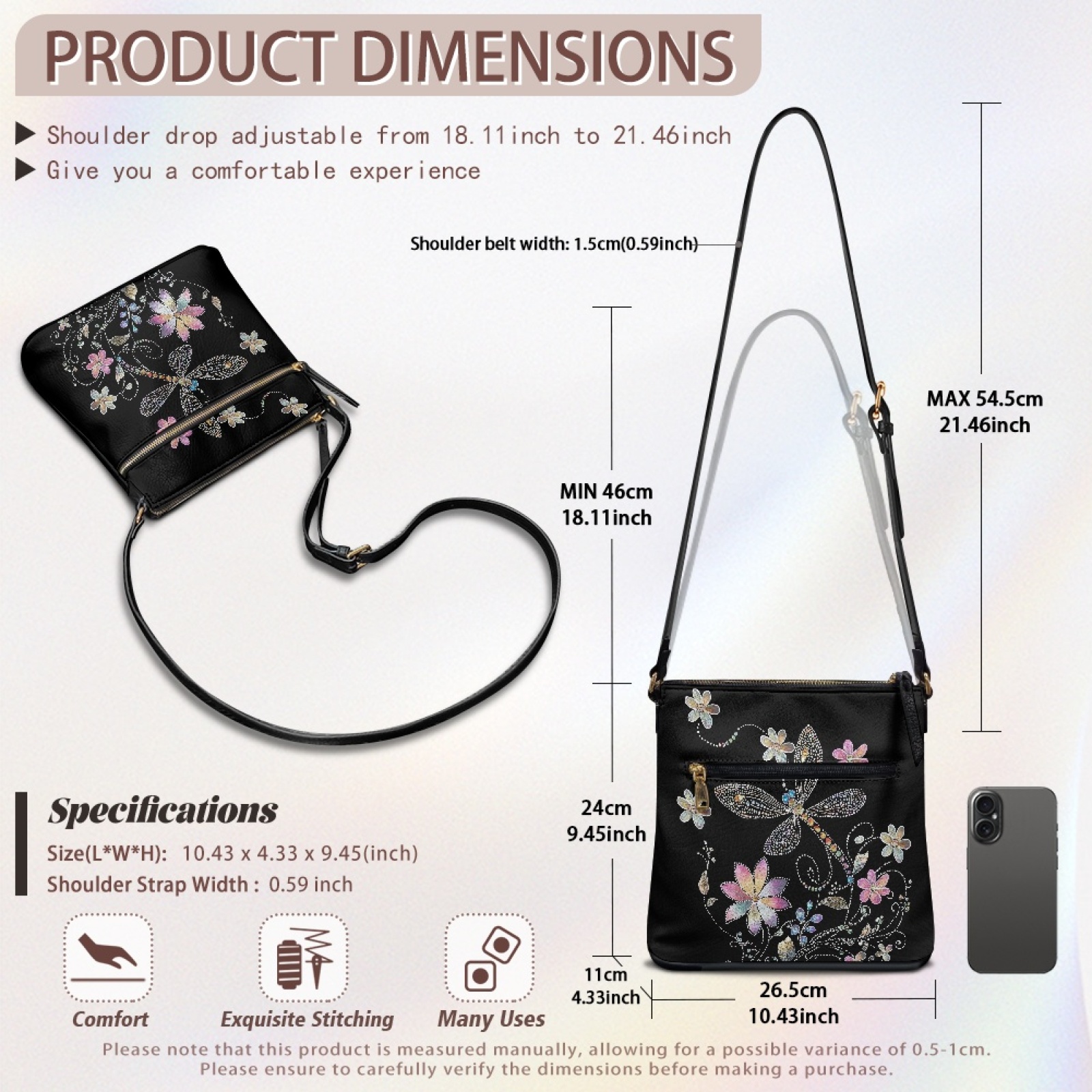 LedBack Dragonfly Leather Crossbody Purses for Women Multi Pocket Satchel Purse Shoulder Handbag Sling Messenger Bag with Adjustable Strap for Travel Daily Use, Green