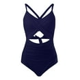 thumbnail image 3 of WILLBEST Traje de Baño Corto para Mujer, Traje de Baño de Cintura Alta con Recortes, Cruzado con Lazo En La Espalda, Traje de Baño de 1 Pieza, 3 of 4
