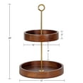 thumbnail image 2 of Kate and Laurel Lipton Modern Two Tier Tray, 13 x 13 x 20, Walnut Brown and Gold, Glam Decorative Tray, 2 of 9