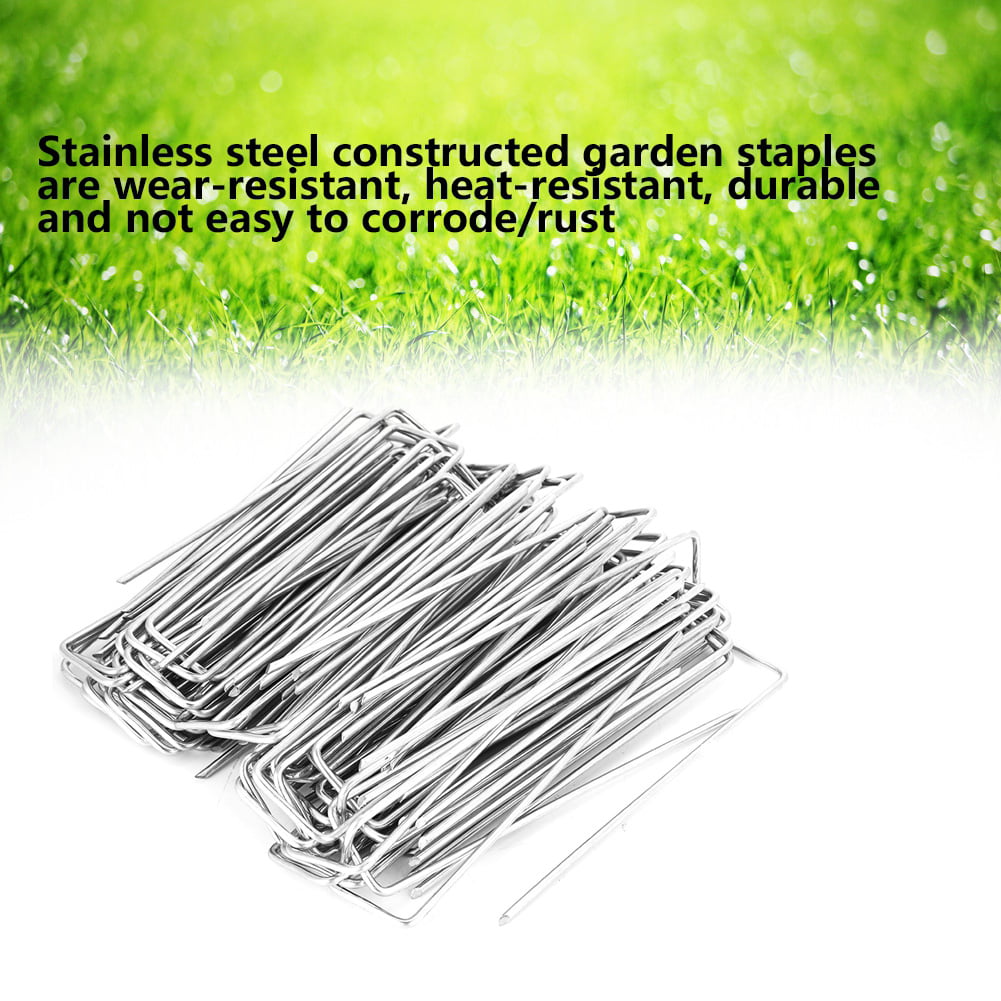 Stainless Steel Ground Garden Staple Pins Weed Barrier Fabric Stake Fixed Accessories 100Pcs