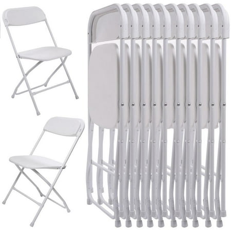 Ktaxon 10Pcs Commercial Plastic Folding Chairs Stackable Wedding Party Chairs,White