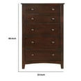 thumbnail image 4 of Benjara 48 Inches 5 Drawer Wooden Chest with Round Knobs, Brown, 4 of 5
