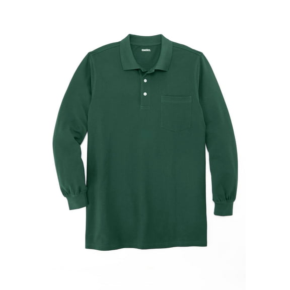KingSize Men's Big & Tall Longer-Length Long Sleeve Shrink-Less Cotton Polo