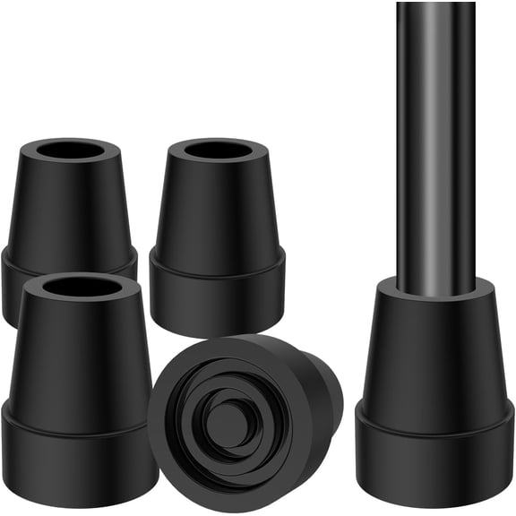 SupreGear Non-Slip 3/4" Replacement Cane Tip for Walking Cane, 4-pack, Black