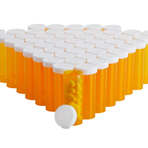 50Pack Medicine Pill Bottles Empty With Caps for Prescription Bottles