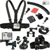 SSE® Adventure/Action Accessory Kit for GoPro HERO+, HERO4 Session, HERO4, HERO3+, HERO3 (Black, Silver & White), HERO & HERO+ LCD Includes Chest Strap + Head Strap + Wrist Strap + Arm Extenti