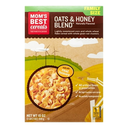 Mom's Best Cereal, Oats & Honey Blend, Family Size, 18 (Mom's Best Mallow Oats)
