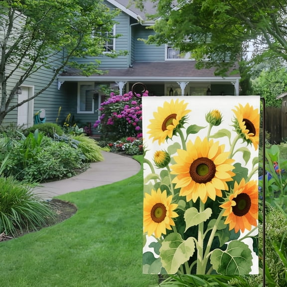 Spring Summer Garden Flag Double Sided Sunflower Botanical Welcome Yard House Outside Outdoor Decoration,12*18 inch
