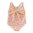 thumbnail image 5 of Swimsuit for Girls Summer Kids Girls Lacing Swimwear, Toddler Floral Prints Beach Swimsuit Bikini Swimsuits for Teens Pink 6 Months-12 Months, 5 of 7