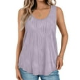 thumbnail image 2 of RQYYD Tank Top for Women Crewneck Loose Fit Basic Casual Summer Textured Sleeveless Tops Side Split Tank Tops 2024, 2 of 6