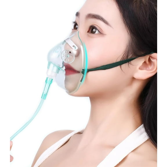 yuwell Adult Oxygen Mask with 6.6' Tubing and Adjustable Elastic Strap - 2 Packs