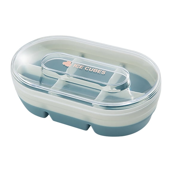 Yhmxh Leak-proof Large Ice Cubes Trays, Easy Release Ice Cubes Molds with Press Bottom and Removable Lid, Stackable Reusable Freezer Ice Trays for Whiskey, Baby Food, BPA Free (Blue)