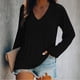 thumbnail image 2 of Camiseta informal de manga larga con cuello en V para mujer, camiseta de manga larga para mujer y niña, 2 of 4