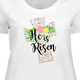 thumbnail image 4 of Inktastic He is Risen Cross with Script and Flowers Women's Plus Size T-Shirt, 4 of 5