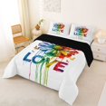 thumbnail image 3 of Manfei Rainbow Groovy King Size Comforter Sets, Ink Love Butterfly Comforters King Size, White Blue, Black Reversible, 3pcs, 1 Comforter and 2 Pillowcases, 3 of 7