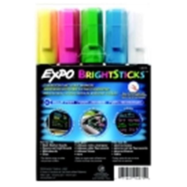 Expo Bright Sticks Wet Erase Marker Assorted Fluorescent Color, Pack 5
